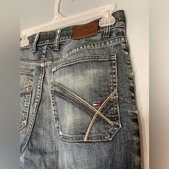 Y2K Tommy Hilfiger Jeans Men’s Size 31x34 Manhattan Bootcut Fit Blue/Gray Flag - Picture 13 of 16